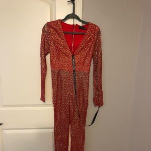 Red glitter jumpsuit